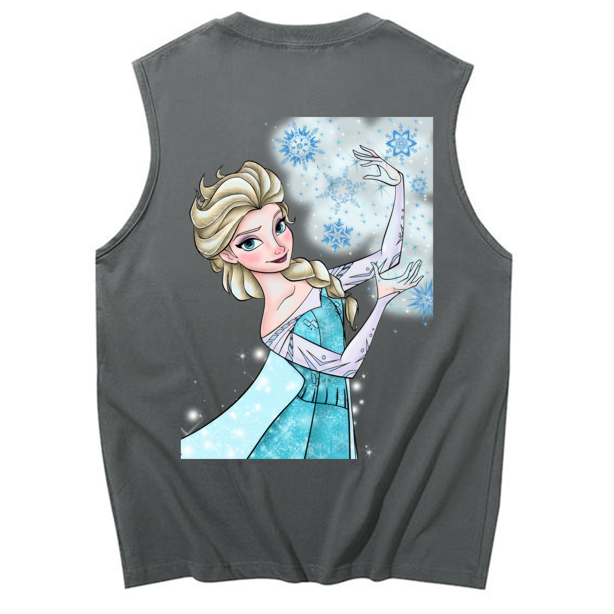 （画像用） アナと雪の女王 アンナ エルサ Frozen Anna Elsa コットン100％タンクトップ（背面プリント）